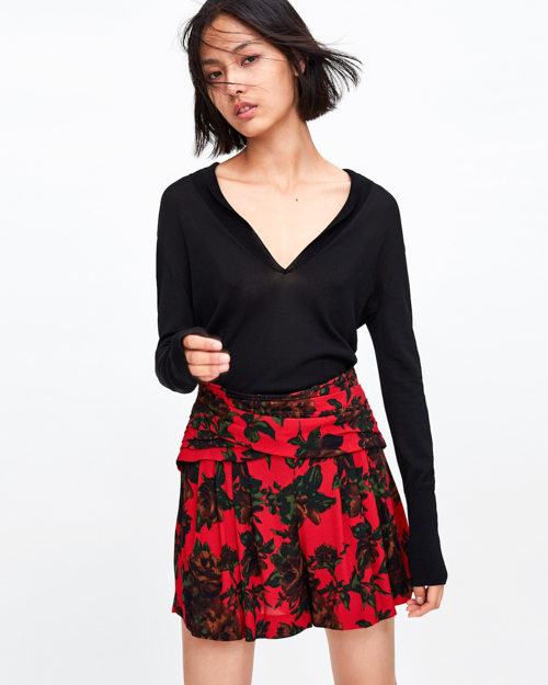 Gemusterte Shorts rot Zara